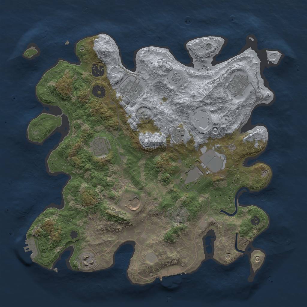 Rust Map: Procedural Map, Size: 3500, Seed: 804128343, 16 Monuments