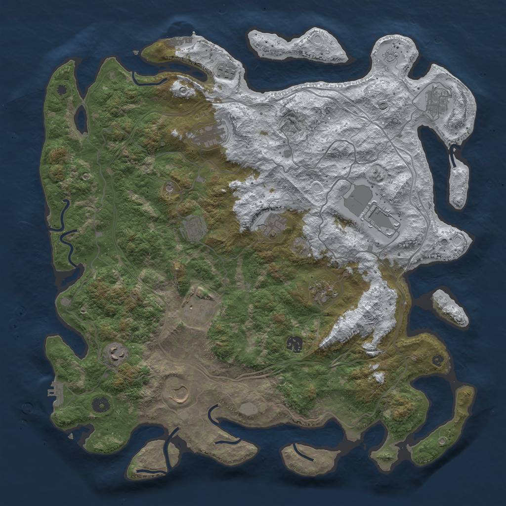 Rust Map: Procedural Map, Size: 4500, Seed: 207432737, 20 Monuments