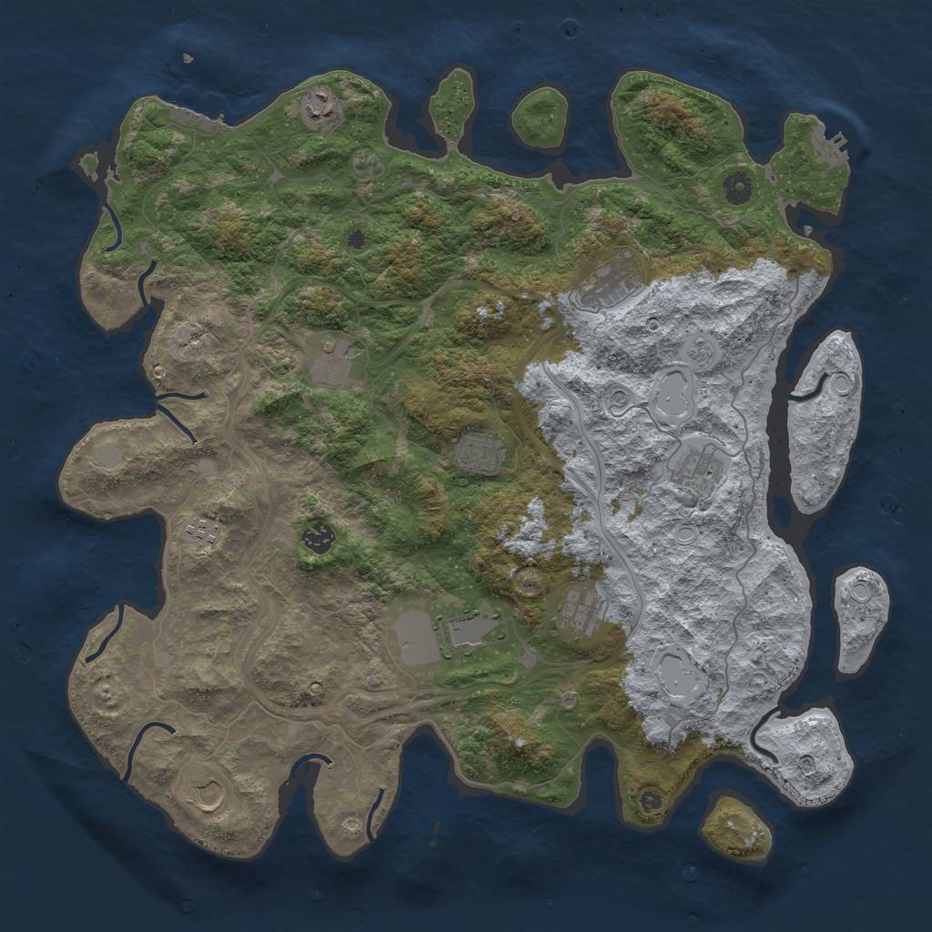 Rust Map: Procedural Map, Size: 4500, Seed: 68390083, 17 Monuments