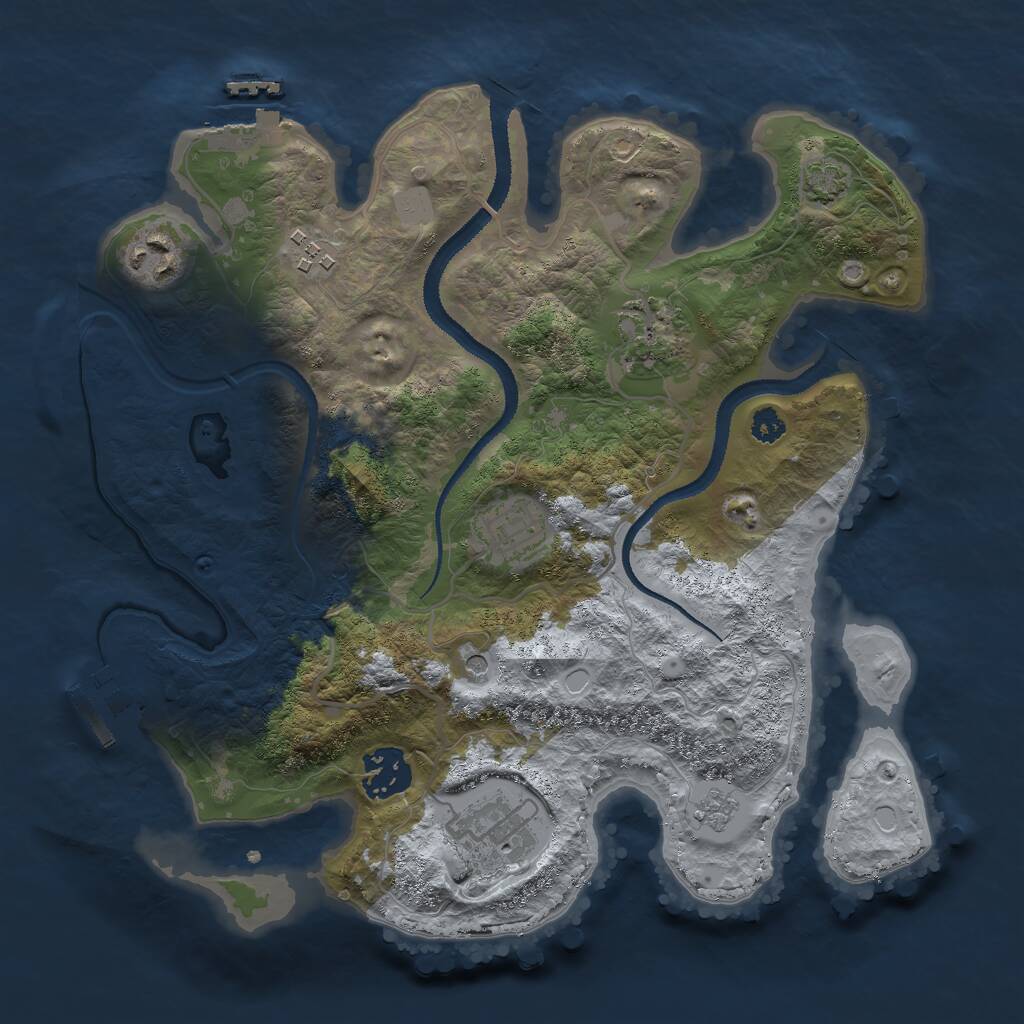 Rust Map: Procedural Map, Size: 3000, Seed: 185672, 12 Monuments