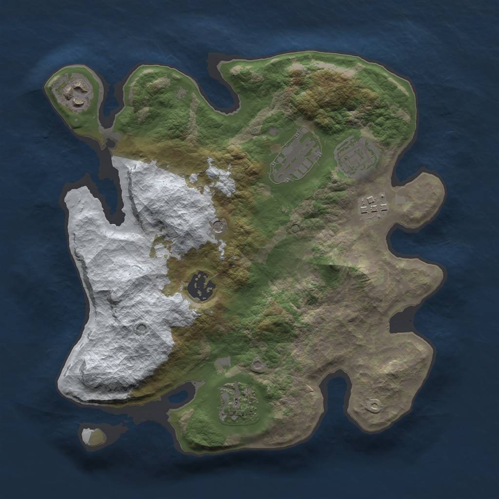 Rust Map: Barren, Size: 2750, Seed: 1561658, 9 Monuments