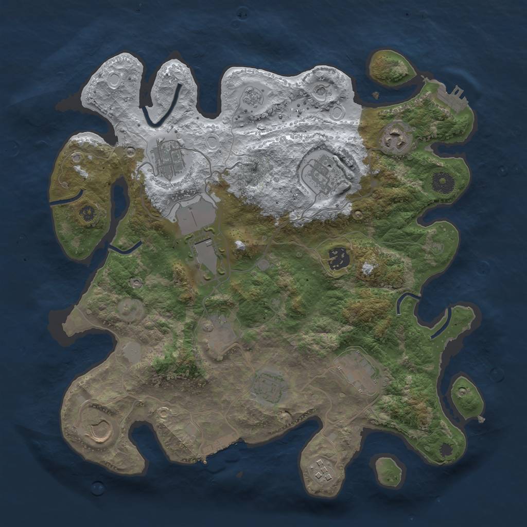 Rust Map: Procedural Map, Size: 3500, Seed: 197336808, 19 Monuments