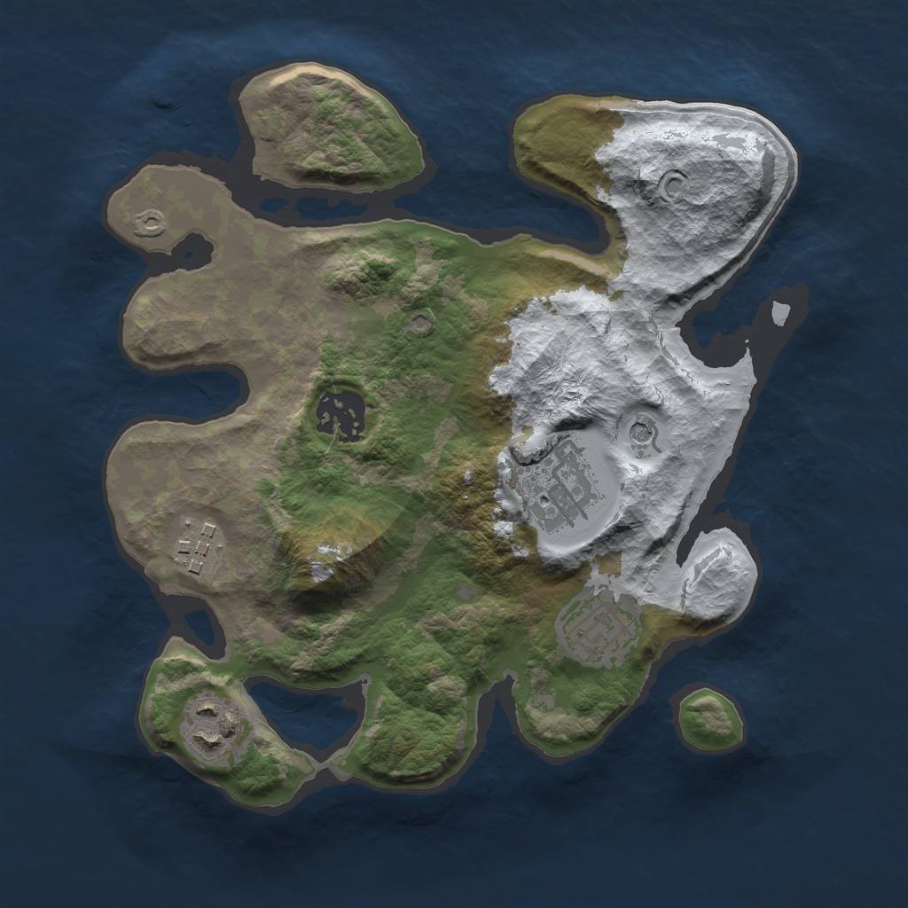 Rust Map: Barren, Size: 2600, Seed: 3123, 8 Monuments