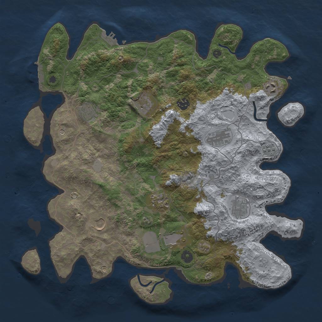 Rust Map: Procedural Map, Size: 4000, Seed: 63255, 19 Monuments
