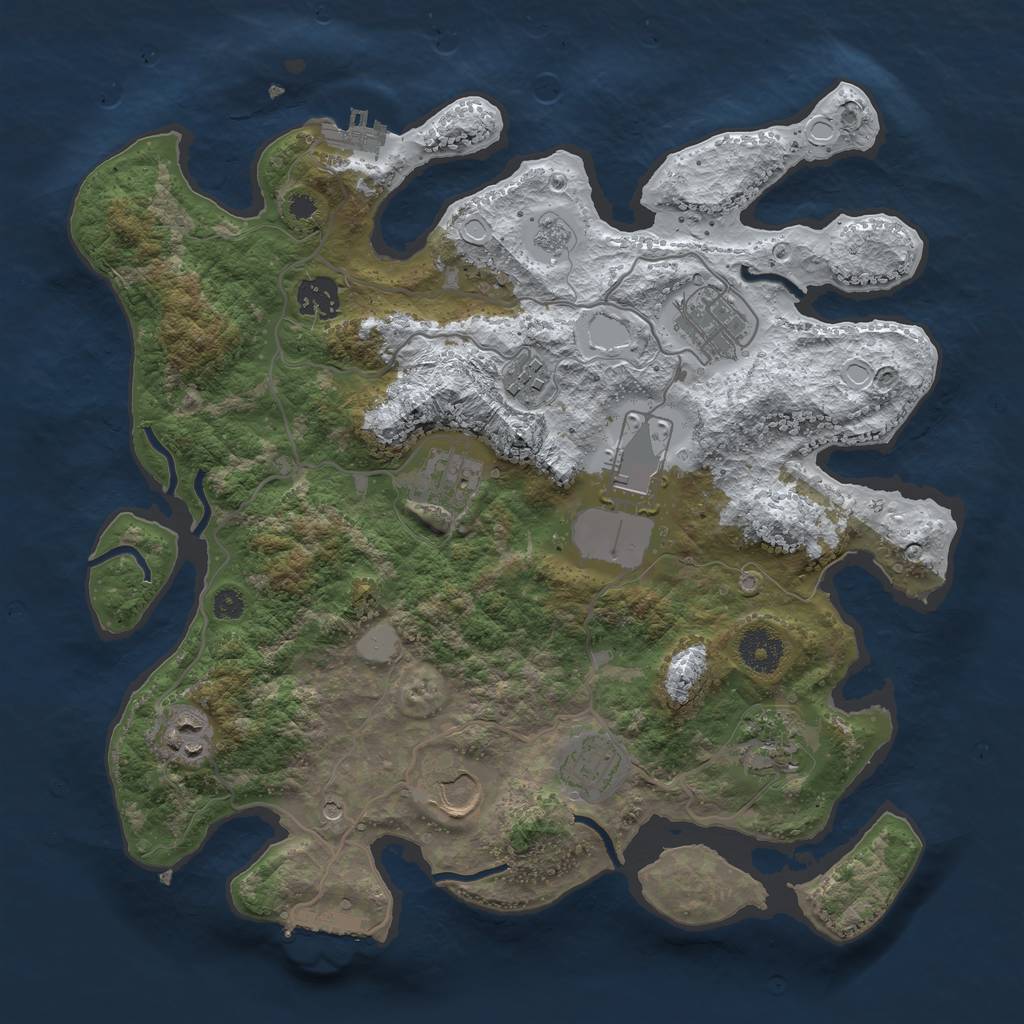 Rust Map: Procedural Map, Size: 3500, Seed: 1529613556, 18 Monuments