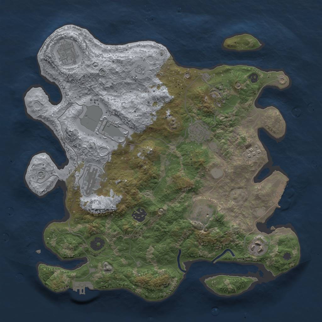 Rust Map: Procedural Map, Size: 3500, Seed: 1160673618, 18 Monuments