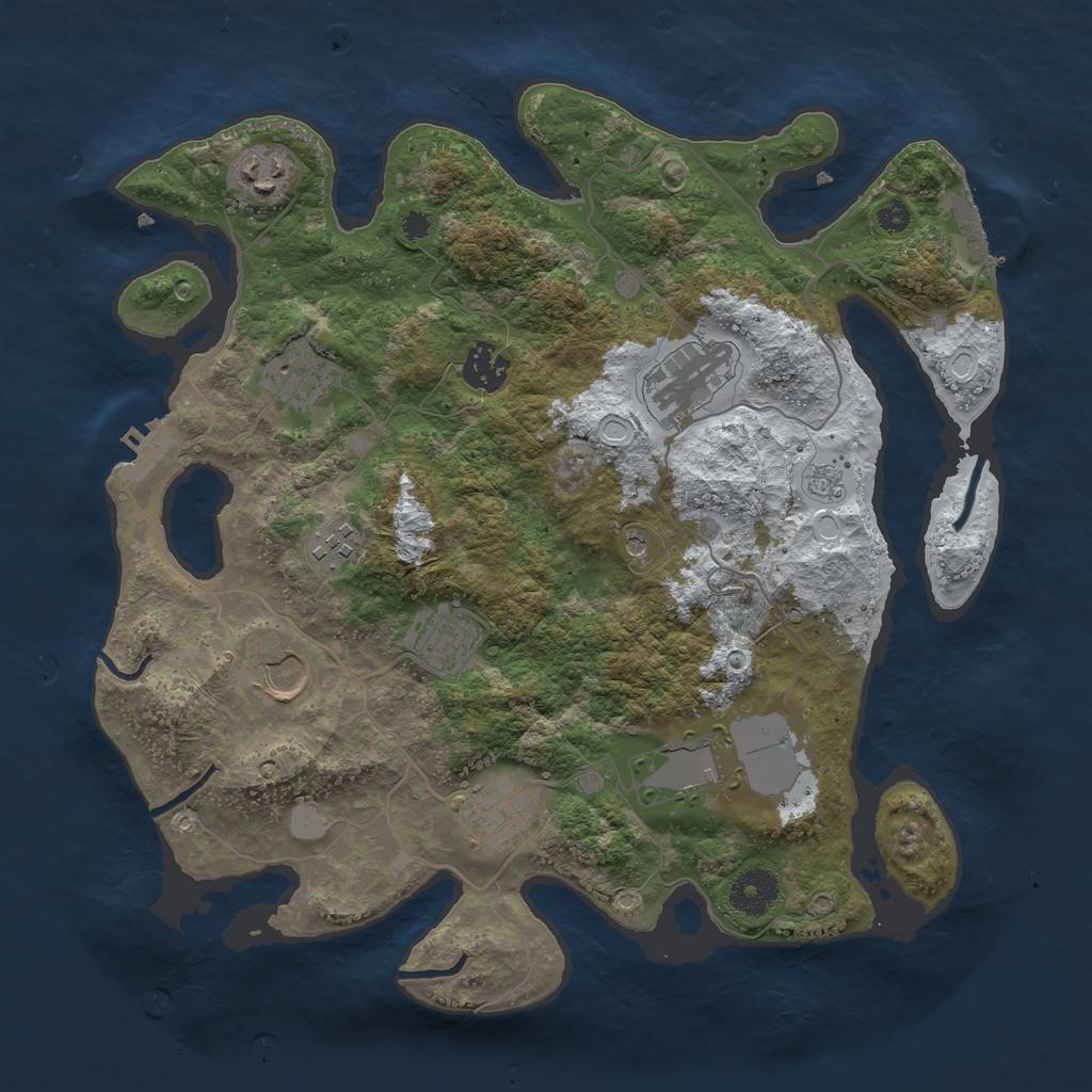 Rust Map: Procedural Map, Size: 3500, Seed: 1433755477, 18 Monuments