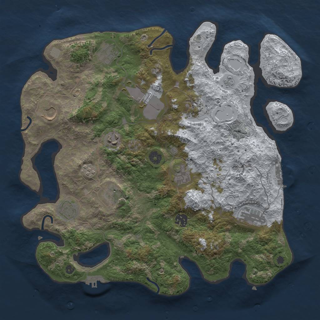 Rust Map: Procedural Map, Size: 3700, Seed: 913821669, 20 Monuments