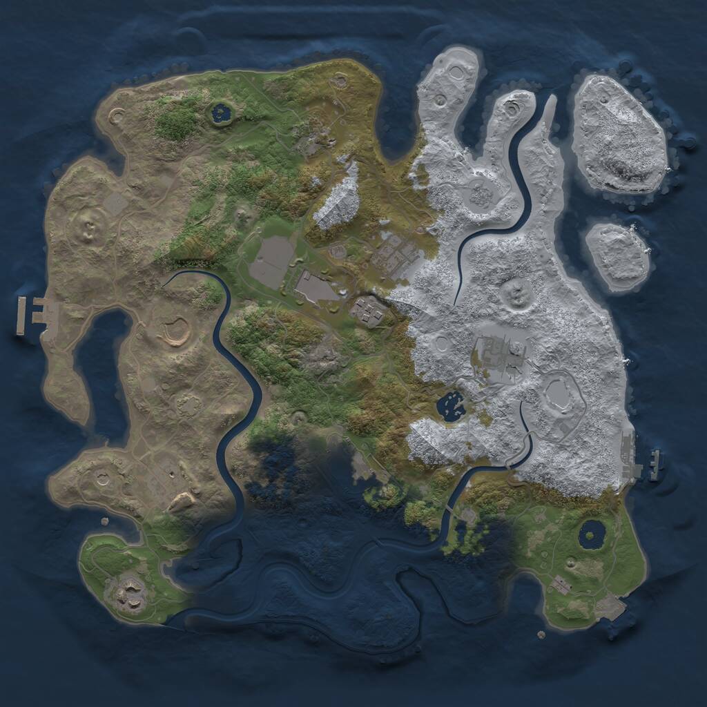 Rust Map: Procedural Map, Size: 3700, Seed: 913821669, 16 Monuments