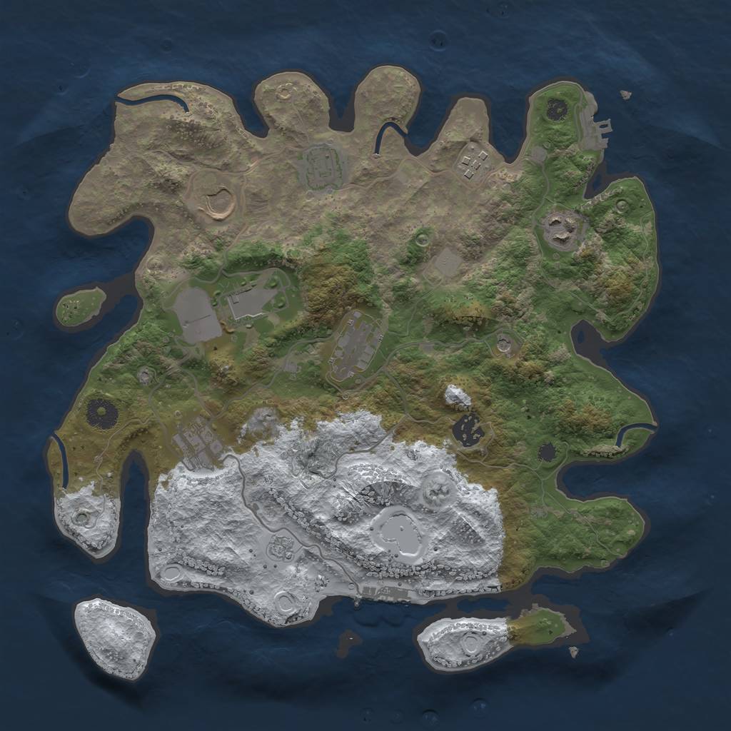 Rust Map: Procedural Map, Size: 3500, Seed: 438317274, 17 Monuments