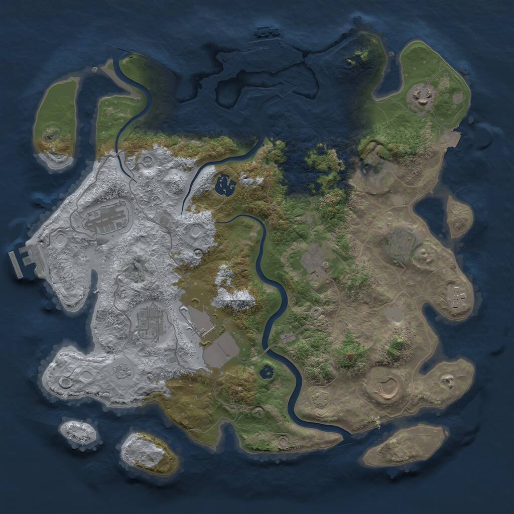 Rust Map: Procedural Map, Size: 3700, Seed: 71469417, 16 Monuments