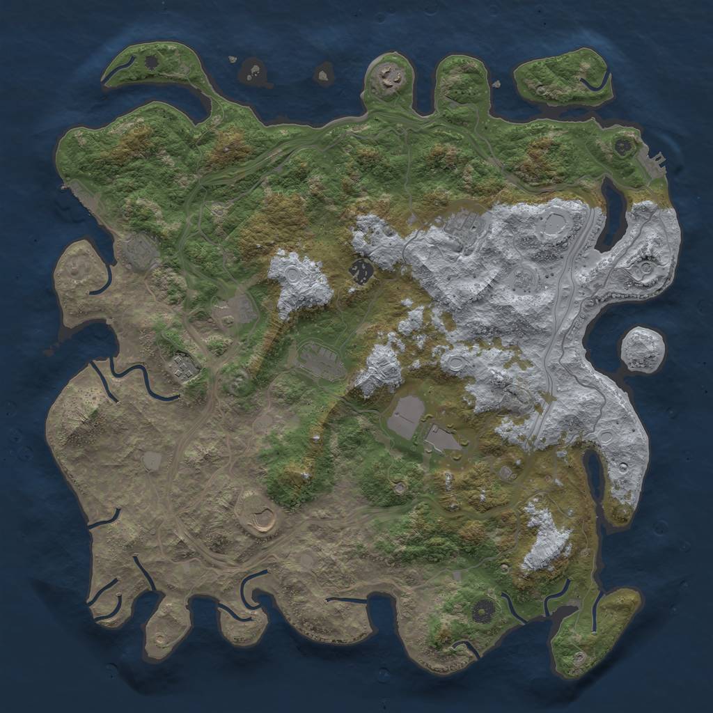 Rust Map: Procedural Map, Size: 4500, Seed: 11160120, 18 Monuments