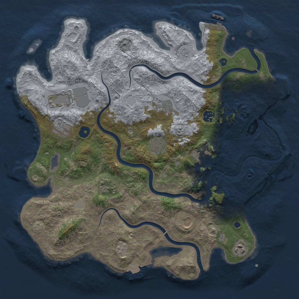 Rust Map: Procedural Map, Size: 3950, Seed: 88126223, 16 Monuments