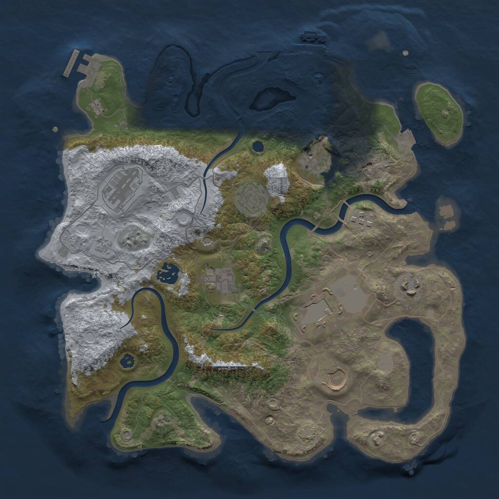 Rust Map: Procedural Map, Size: 3500, Seed: 2786352, 15 Monuments