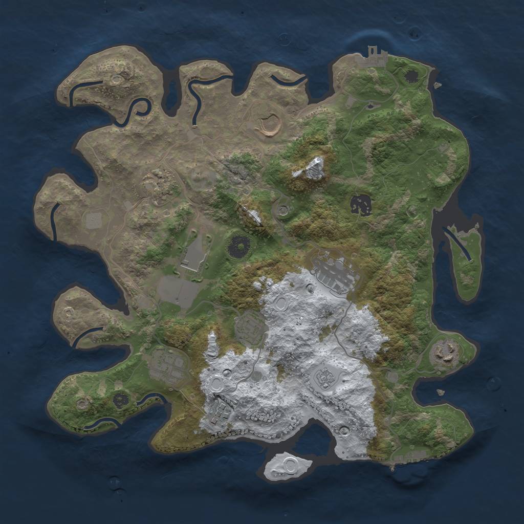 Rust Map: Procedural Map, Size: 3500, Seed: 2064460135, 18 Monuments