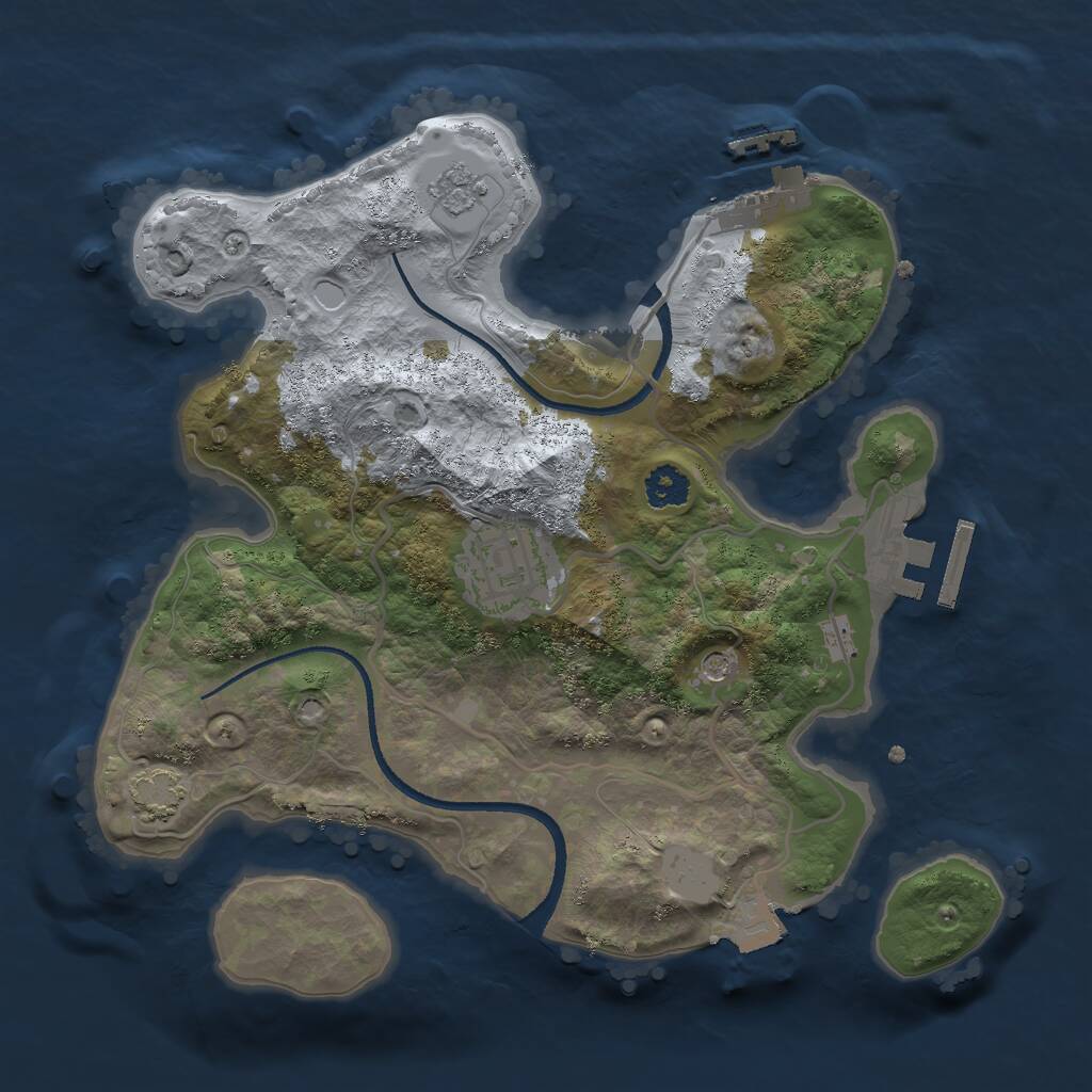 Rust Map: Procedural Map, Size: 2500, Seed: 98017, 7 Monuments
