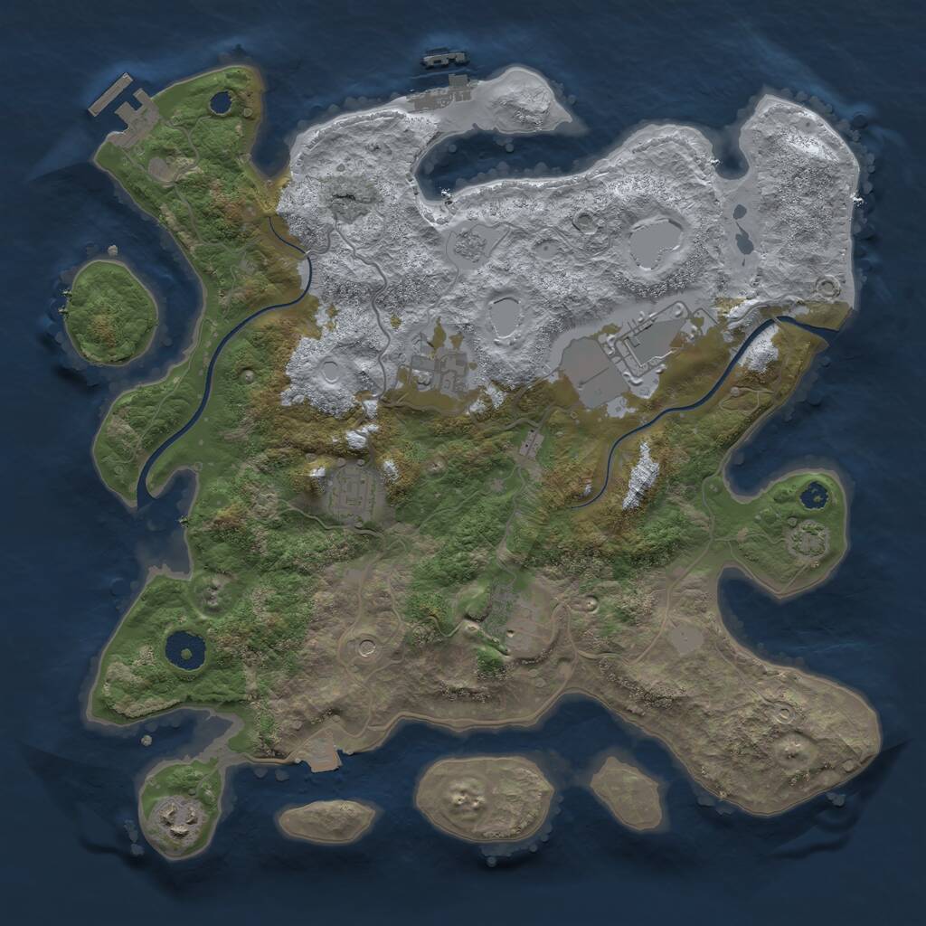 Rust Map: Procedural Map, Size: 3500, Seed: 93702524, 11 Monuments