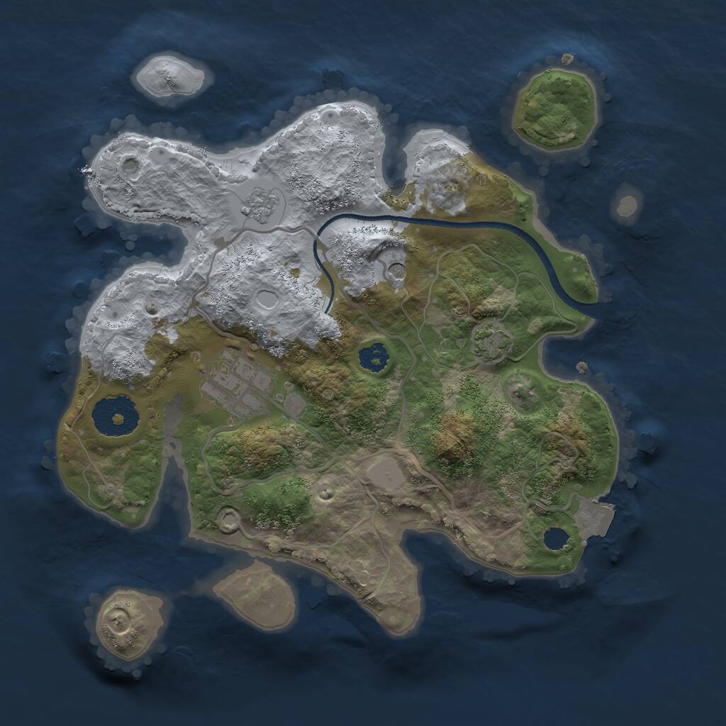 Rust Map: Procedural Map, Size: 2500, Seed: 105893, 5 Monuments