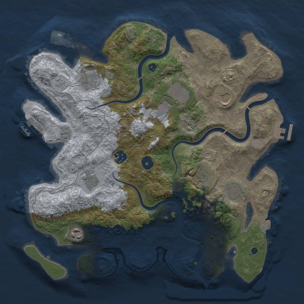Rust Map: Procedural Map, Size: 3700, Seed: 591491195, 15 Monuments
