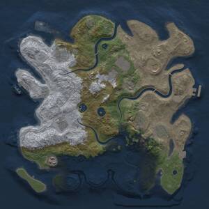 Thumbnail Rust Map: Procedural Map, Size: 3700, Seed: 591491195, 15 Monuments