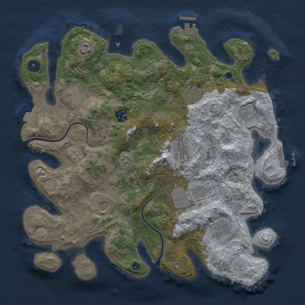 Rust Map: Procedural Map, Size: 3700, Seed: 875204754, 16 Monuments