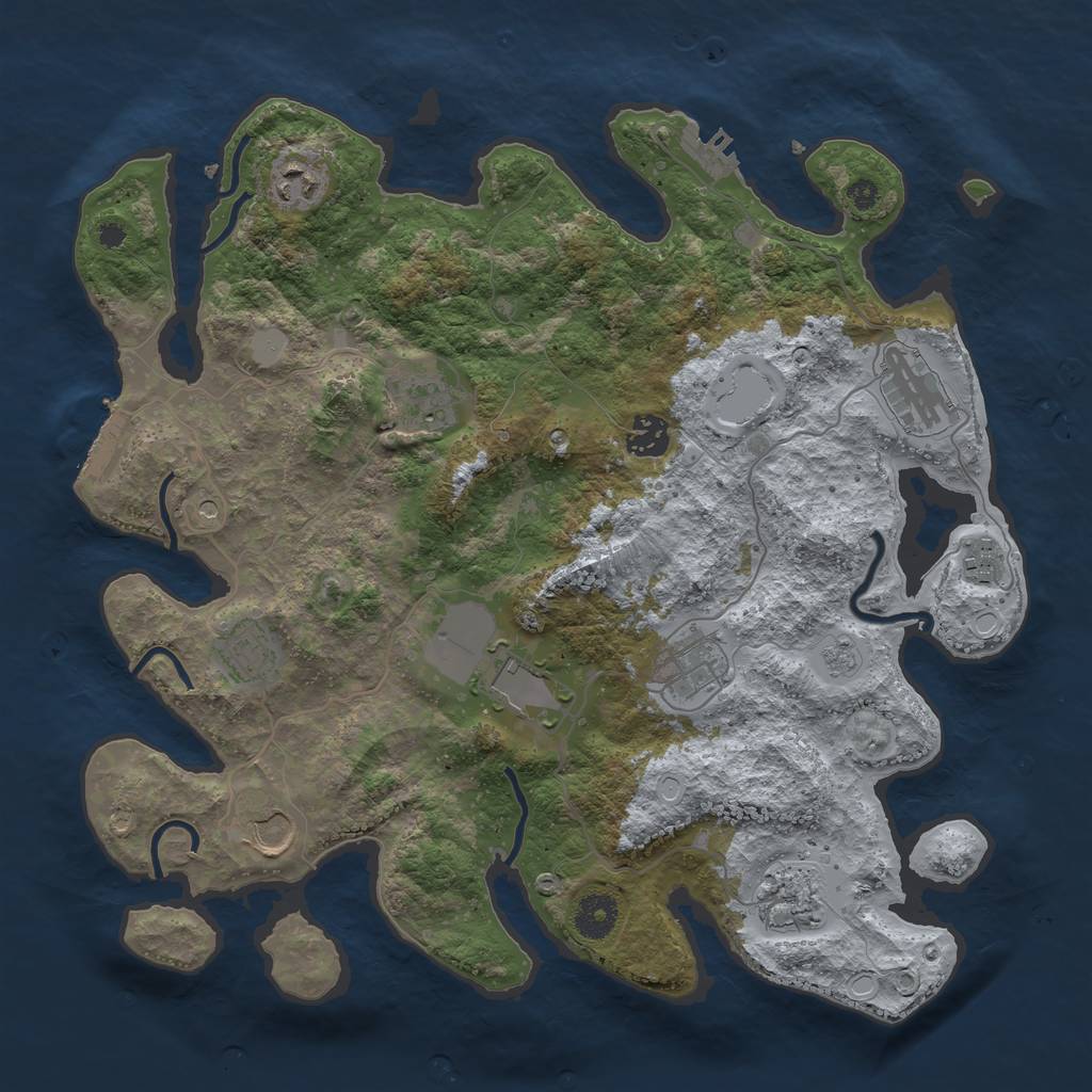 Rust Map: Procedural Map, Size: 3700, Seed: 875204754, 19 Monuments