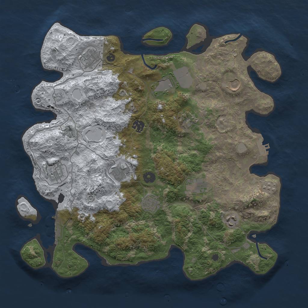 Rust Map: Procedural Map, Size: 3850, Seed: 689521002, 20 Monuments