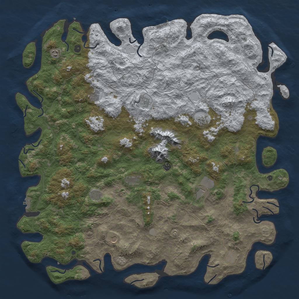 Rust Map: Procedural Map, Size: 6000, Seed: 105906546, 20 Monuments