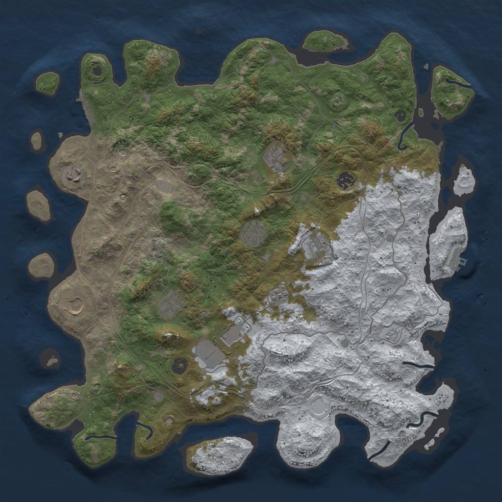 Rust Map: Procedural Map, Size: 4500, Seed: 224119691, 18 Monuments