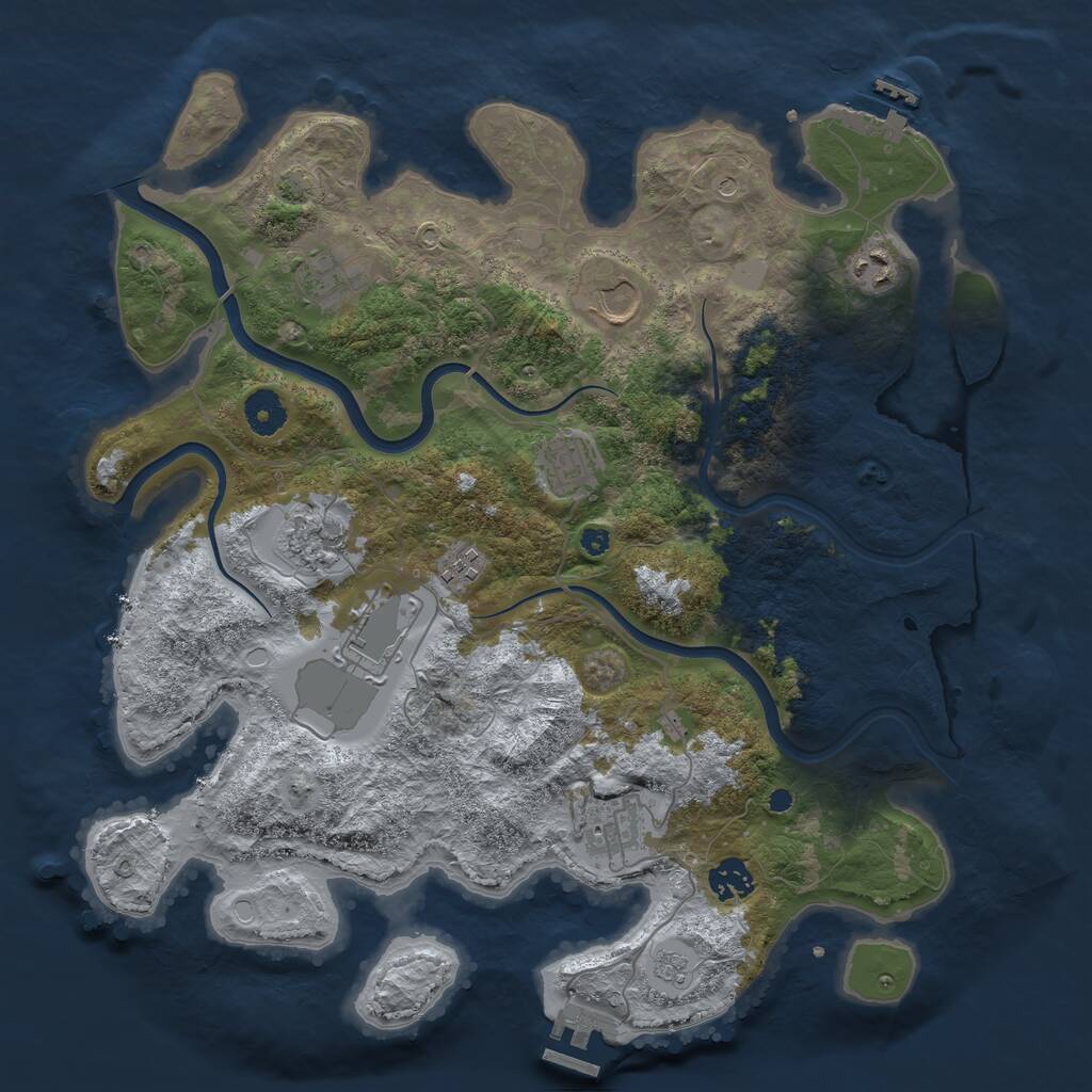 Rust Map: Procedural Map, Size: 3800, Seed: 77255, 15 Monuments