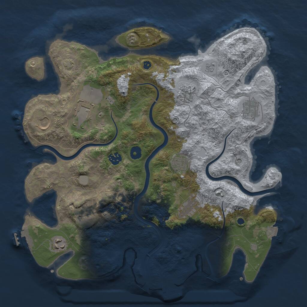 Rust Map: Procedural Map, Size: 3700, Seed: 564319474, 16 Monuments
