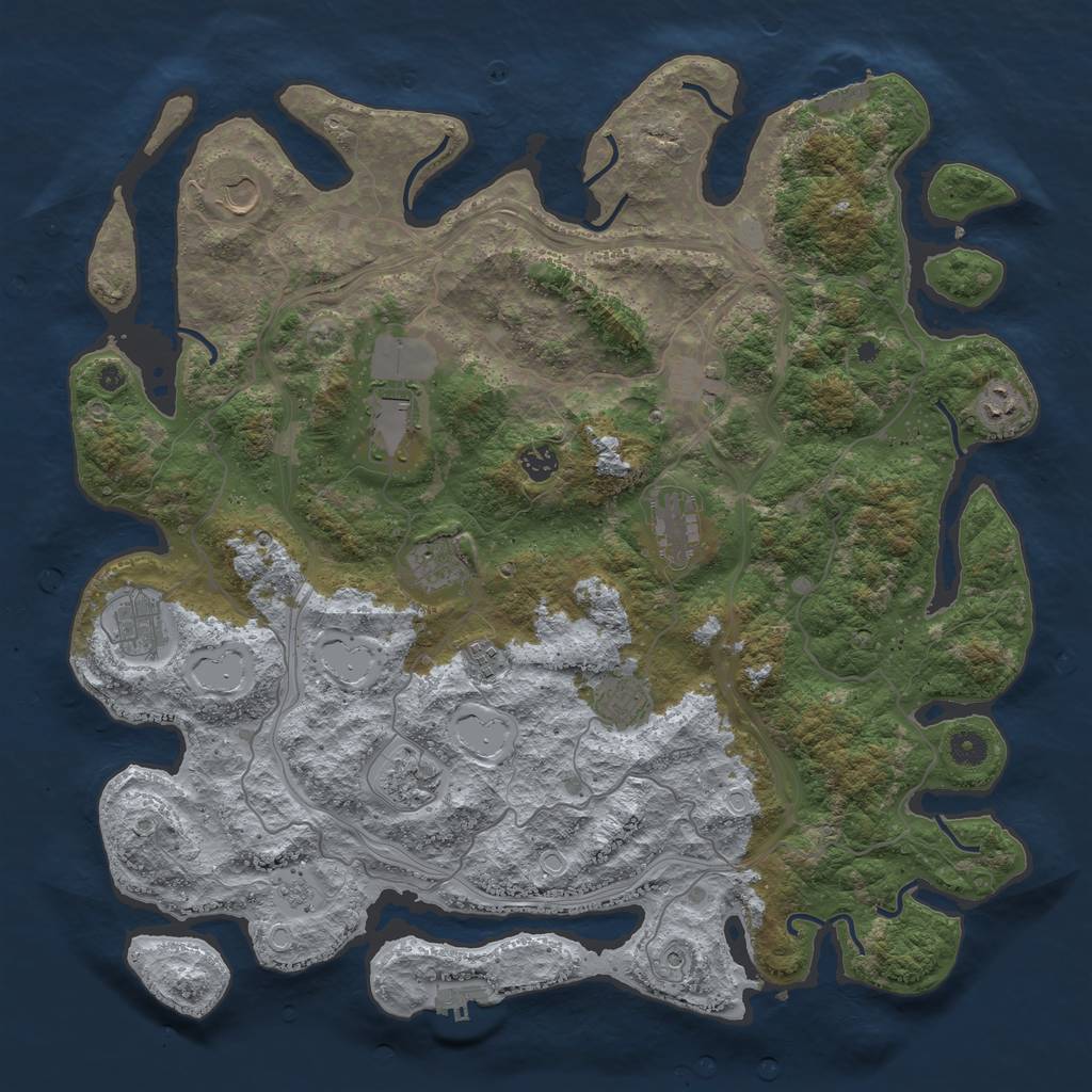 Rust Map: Procedural Map, Size: 4500, Seed: 205205553, 20 Monuments