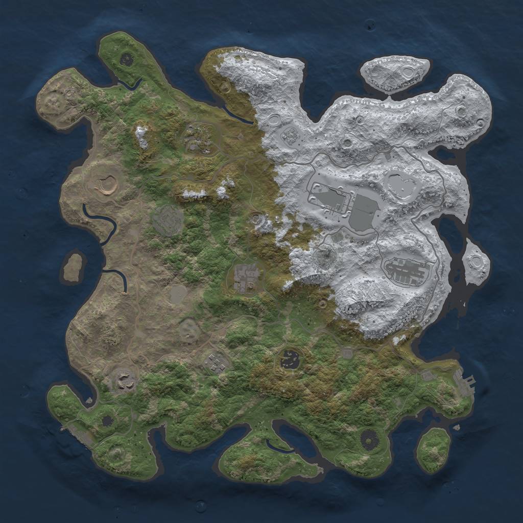 Rust Map: Procedural Map, Size: 4000, Seed: 724150, 18 Monuments