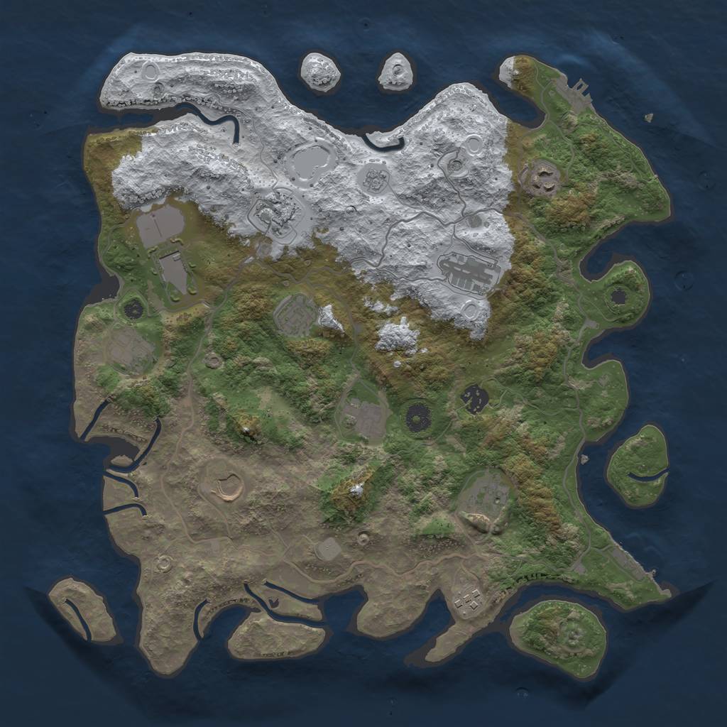 Rust Map: Procedural Map, Size: 4000, Seed: 652325, 20 Monuments