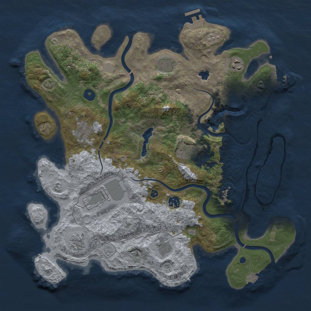 Rust Map: Procedural Map, Size: 4000, Seed: 347905, 15 Monuments