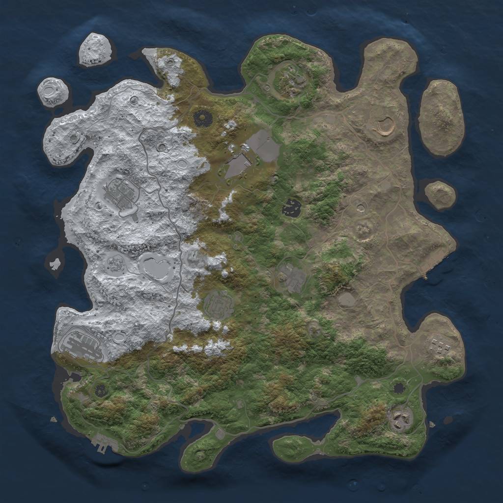 Rust Map: Procedural Map, Size: 4000, Seed: 229359, 19 Monuments