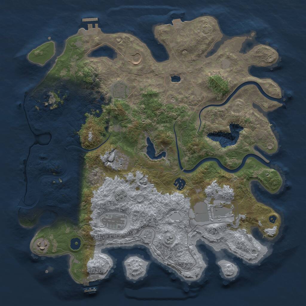 Rust Map: Procedural Map, Size: 4000, Seed: 722099, 14 Monuments