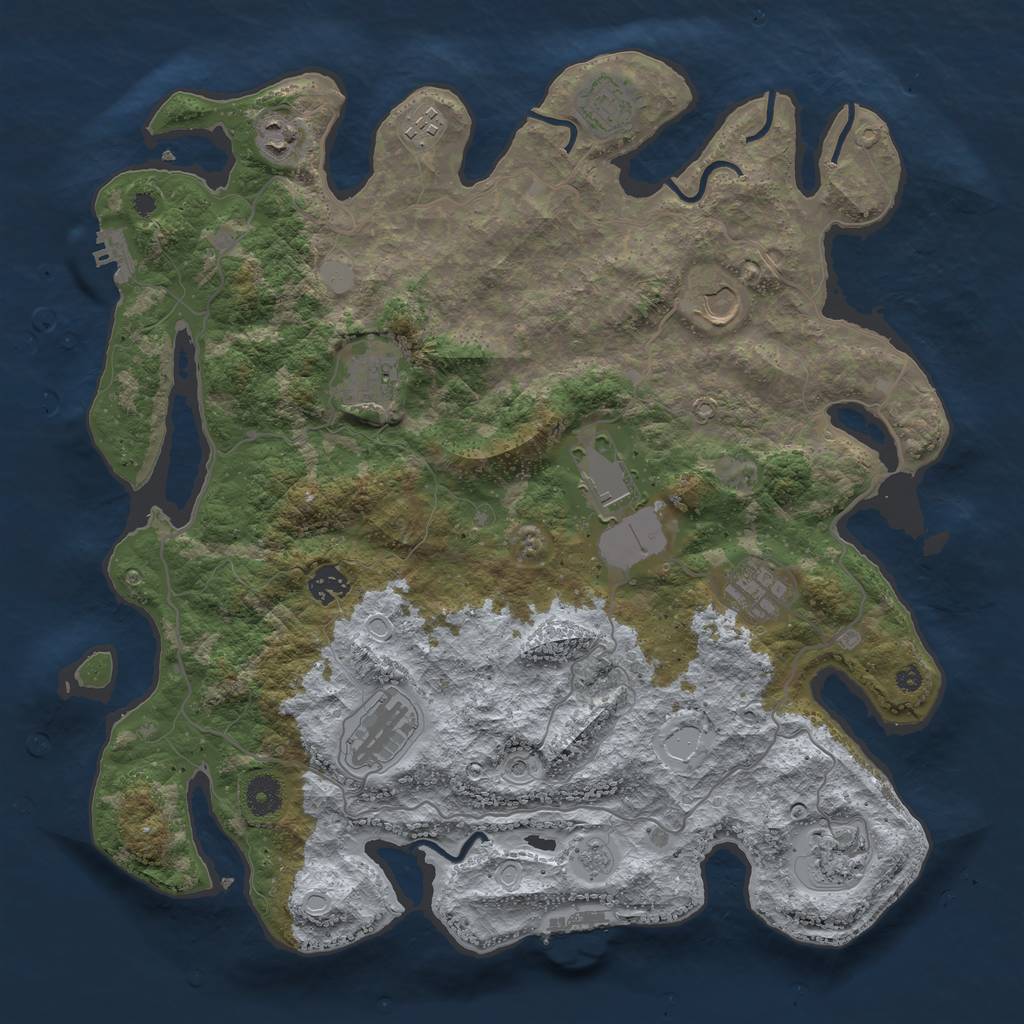 Rust Map: Procedural Map, Size: 4000, Seed: 936672, 17 Monuments