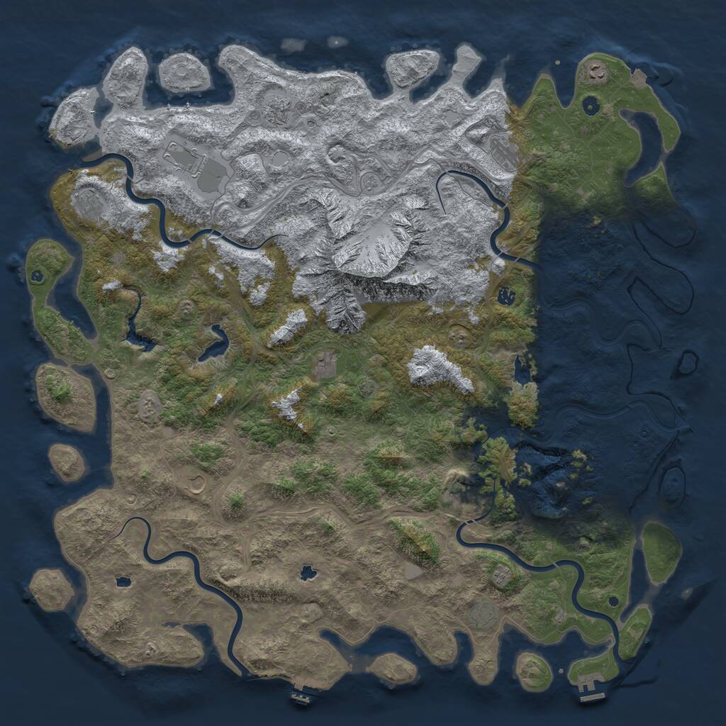 Rust Map: Procedural Map, Size: 6000, Seed: 345345, 17 Monuments