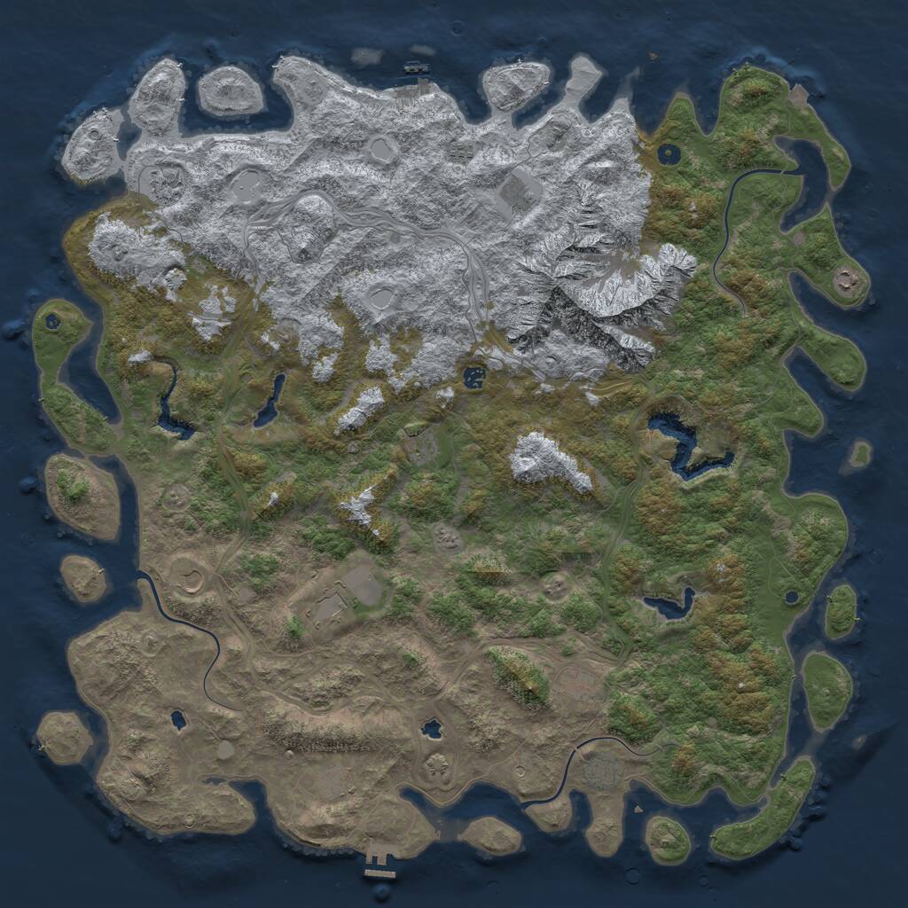 Rust Map: Procedural Map, Size: 6000, Seed: 345345, 17 Monuments