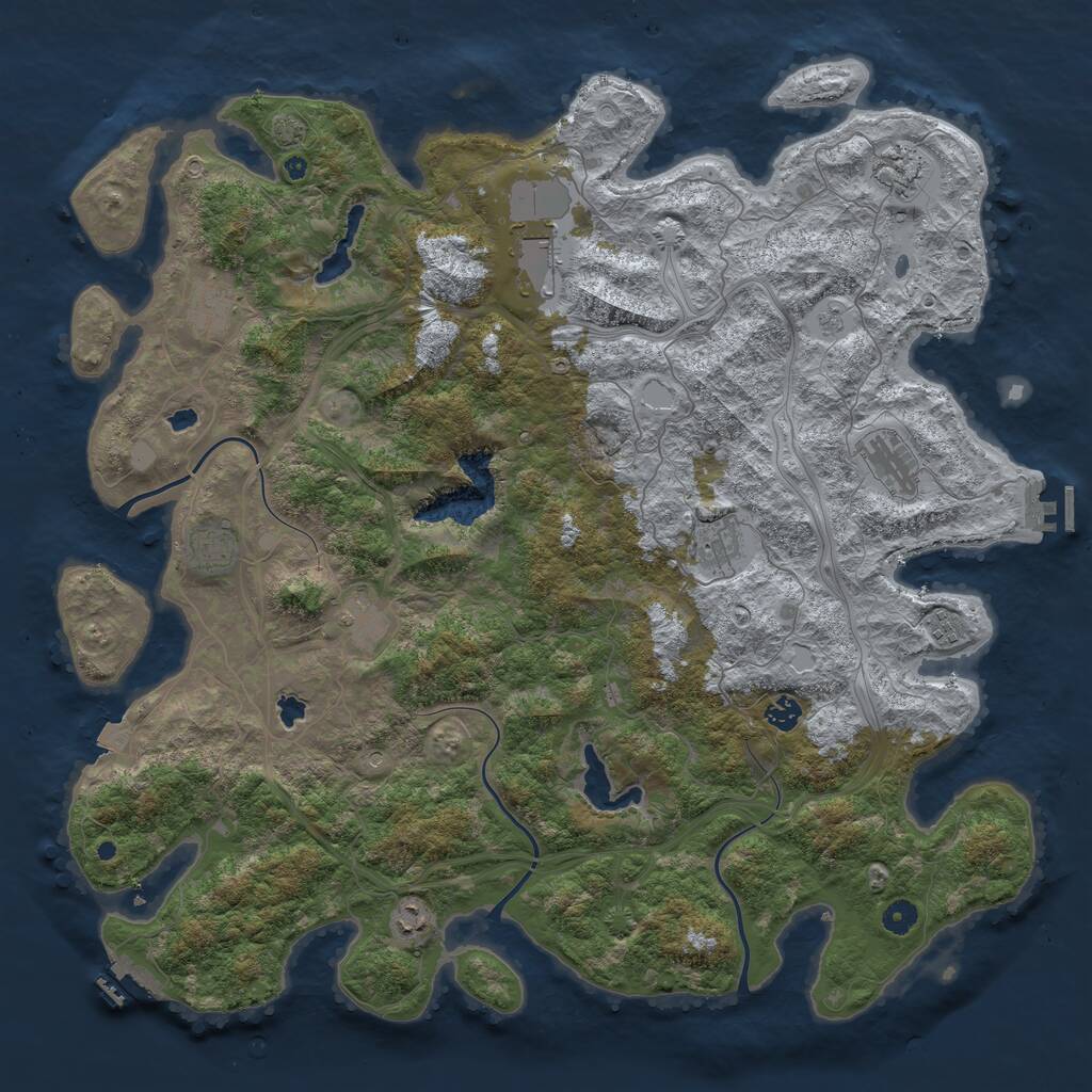 Rust Map: Procedural Map, Size: 4800, Seed: 671011, 16 Monuments