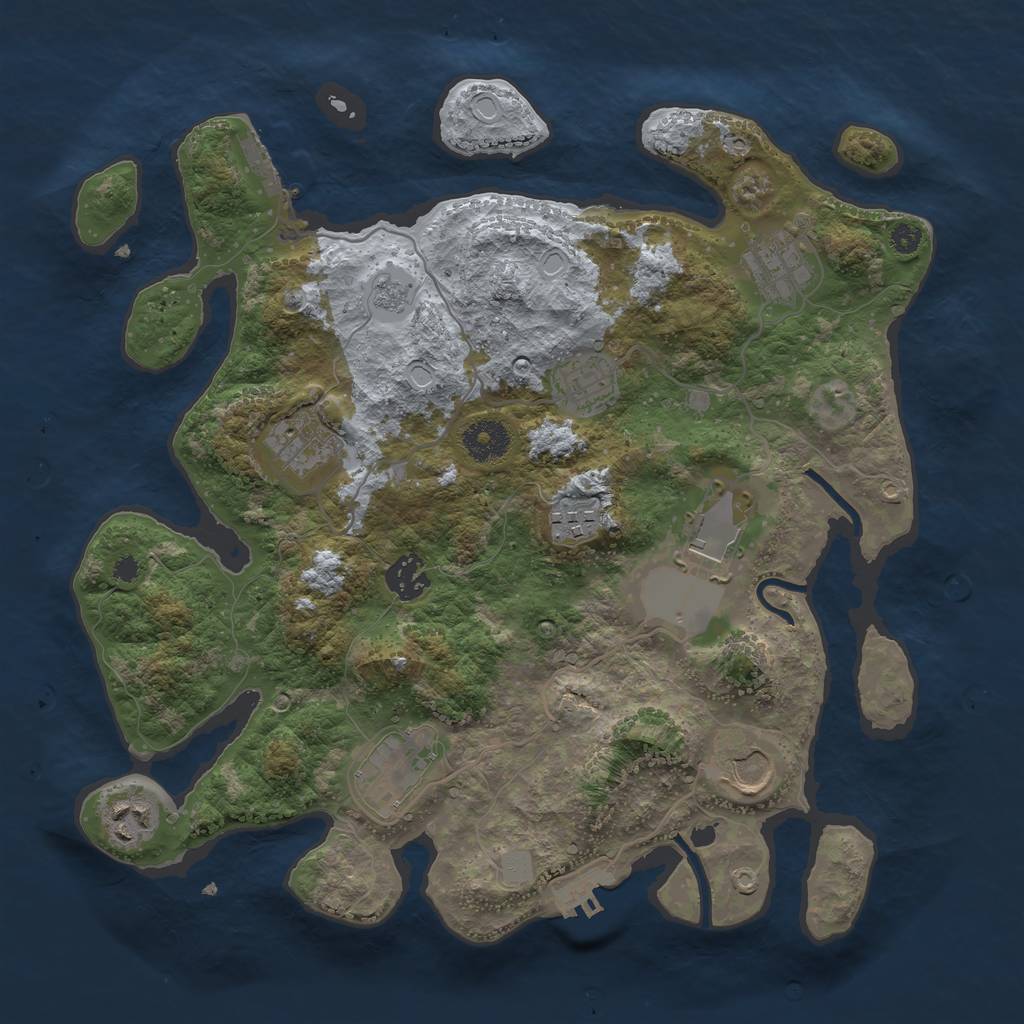 Rust Map: Procedural Map, Size: 3500, Seed: 95727006, 17 Monuments