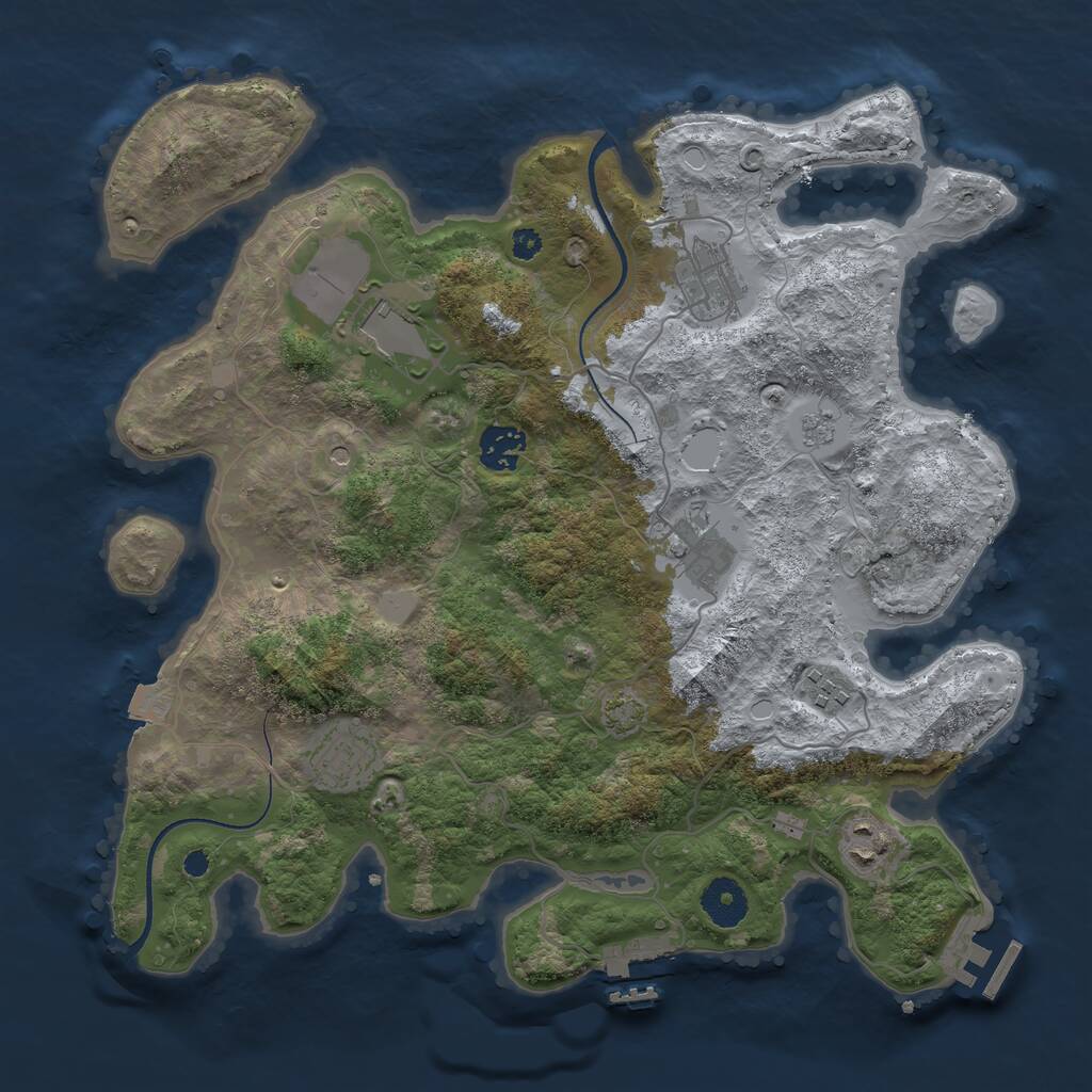 Rust Map: Procedural Map, Size: 3500, Seed: 735926, 13 Monuments
