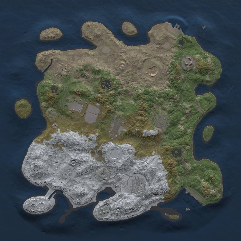 Rust Map: Procedural Map, Size: 3500, Seed: 34658465, 18 Monuments