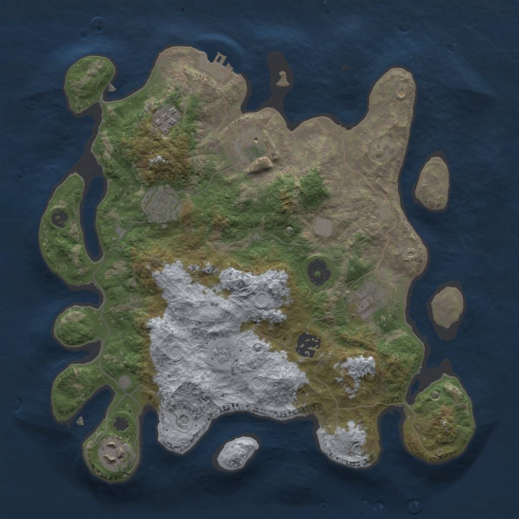 Rust Map: Procedural Map, Size: 3210, Seed: 8675309, 14 Monuments