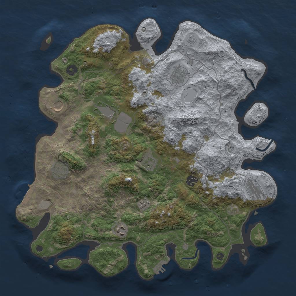 Rust Map: Procedural Map, Size: 4000, Seed: 1264896415, 18 Monuments