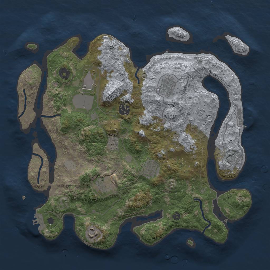 Rust Map: Procedural Map, Size: 3500, Seed: 435795332, 16 Monuments