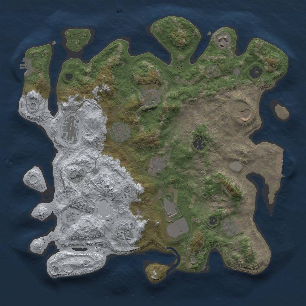 Rust Map: Procedural Map, Size: 3700, Seed: 905415094, 19 Monuments