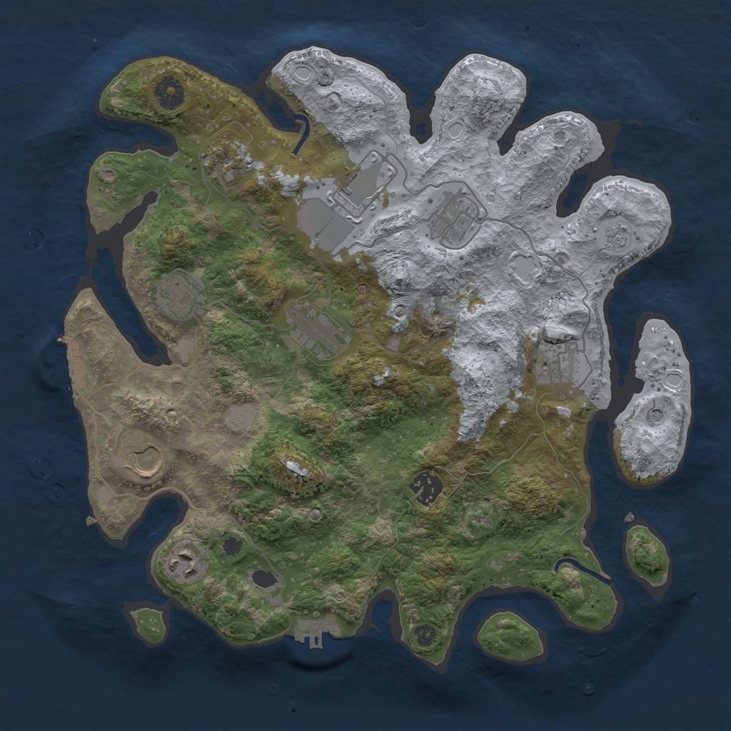 Rust Map: Procedural Map, Size: 3500, Seed: 273548634, 18 Monuments