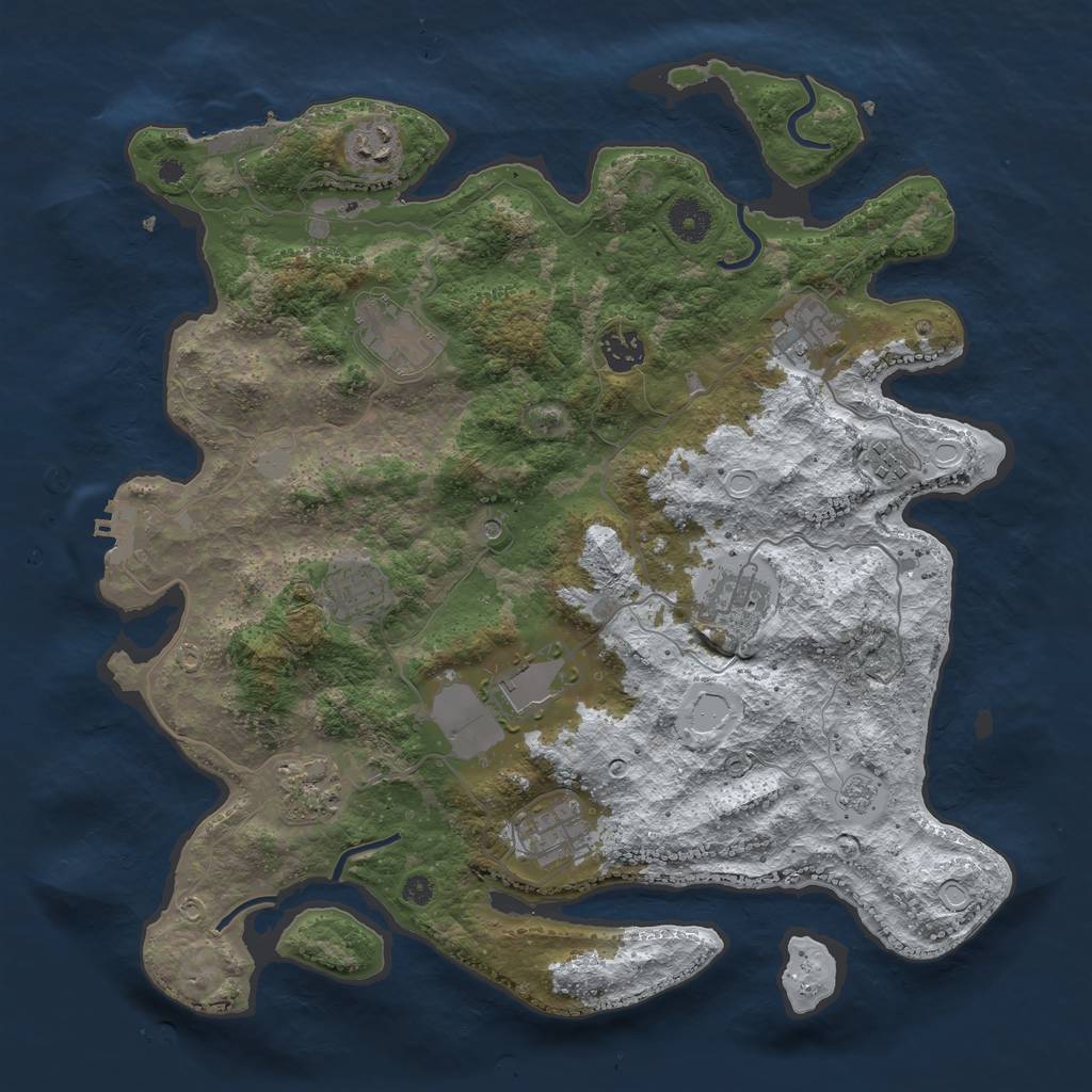 Rust Map: Procedural Map, Size: 3800, Seed: 258, 19 Monuments